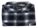 Mens Flannelette Long Sleeve Shirt 100% Cotton Authentic Flannel - Half Placket - Black - 8XL V563-FS-HP20-99-8XL