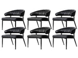 Artiss Dining Chairs Set of 6 Leather Hollow Armchair Black DINING-B-C01-PU-BKX6