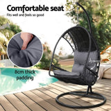 Gardeon Outdoor Egg Swing Chair Wicker Furniture Pod Stand Armrest Black HM-EGG-RAN-S-ARM-BK
