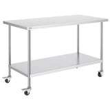 Stainless Steel Work Table 30 x 60 x 38 Inch, with 4 Wheels, 3 Adjustable Height Levels, Heavy Duty V952-CFBXGGZTLCDJ1CSD7V0