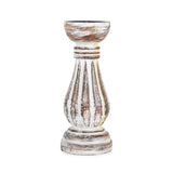 Hand-Carved Classic Candle Holder-Whitewash 20Cm 8x25cm V637-33746CDL