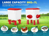 CARLA HOME Automatic Chicken Feeder Waterer Set with 8KG Food 7L Water Capacity for Coop, Chickens, LSB-36357
