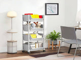 Mobile Floor Standing Desk Storage Rack with Wheels - Small Multi Tiered Bookcase Cart for Office V1366-AZ2-W-11944