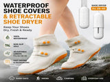 Thickened Waterproof Silicone Rain Shoe Covers and USB Powered Telescopic 3-Setting Timer Shoe Dryer V888-ELOSUNG52457