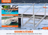 Dock Ladder 4 Step, Dock Stairs 30''-38'' Adjustable Height, 227 kgs Load Capacity, Aluminum Pontoon V952-MTFSTWJFHXJD56RPMV0