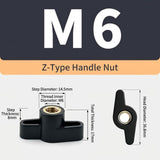 Z-Shaped Hand Knob Nut with Copper Threads for Woodworking Fixture Clamping, Machinery Adjustment, V1341-ZY-JPLLJK4D-M8