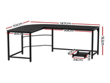 Artiss Computer Desk L-Shape CPU Stand Black 147CM MET-DESK-L-003-BK