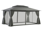 Instahut Gazebo 3x4m Canopy Outdoor Steel Frame Patio Tent Curtains Marquee Grey GAZEBO-IR-MC-3X4-GY