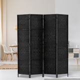 Artiss 4 Panel Room Divider Screen 163x170cm Woven Black RD-C-8001-4P-BK