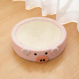 Pink Pig Cat Scratcher Bed - Cute Animal Design Sisal Pad for Scratching & Resting 40*40*10cm V888-ELOSUNG10420