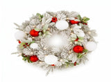 Christabelle 61cm Snowy Elegance Christmas Wreath Pre Lit Warm White LED Red Baubles Berries Fr 112_SENSE61