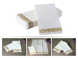 50Pcs Chic White Paper Napkins with Plated Gold Embossed Pattern for Dinner Party and Wedding V1192-AZ-W-22510