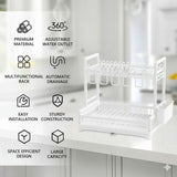 CARLA HOME Dish Drying Rack 2-Tier Kitchen Drainer with Drainboard V178-36256