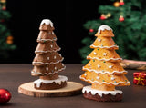 2 Pcs Charming Gingerbread Christmas Tree Figurine - Festive Resin Holiday V888-ELOSUNG27680