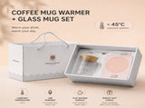 Pink Coffee Mug Warmer Set with Glass Mug and Lid USB Powered 13W Constant Temperature Heating V888-ELOSUNG543042