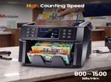 Dual CIS Money Counter with Counterfeit Detection, Mixed Value Bill Counter, 14 Currency Cash V1181-OF012