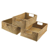 Handmade Seaweed Storage Basket Woven Storage Box with Handle for Home Kitchen Office V1294-YM0901-10254163