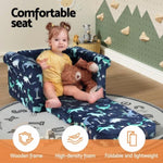 Keezi Kids Sofa 2 Seater Children Flip Open Couch Lounger Armchair Dinosaur Navy KID-SOFA-SINGLE-NY