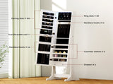 Artiss Jewellery Cabinet Mirror Free Standing JC-STAND-LED-2D-WH