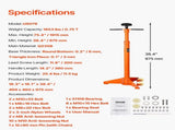 Underhoist Support Stand, 3/4 Ton Capacity Under Hoist Jack Stand, Lifting from 38.4 to 75.4 in, V952-QCSJJAQZJXSJVF5G8V0
