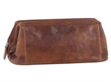 Pierre Cardin Mens Rustic Leather Toiletry Case Bag Travel - Cognac V563-PC-2803-COGNAC