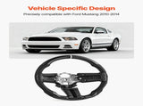 Steering Wheel for 2010-2014 Ford Mustang, Carbon Fiber Steering Wheel D-Shaped Flat-Bottom, Leather V952-QCFXPZYFTMUSW6W31001V0