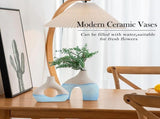Ceramic Set of 2 Modern White Vases for Home Dcor V178-35712