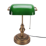 Green Glass Bankers Desk Lamp Retro Antique Library Lamp with Pull Chain Switch in Fixture EU V1294-YM0901-3119260008911