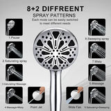 Shower Head 82 Functions Handheld Shower Nozzle with High Pressure Water Jet and Detachable Hose, V1189-LC-LY-00088