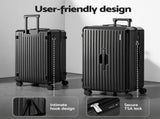Wanderlite 4pcs Trunk Luggage Suitcase Set Travel Carry On TSA Lock Black LUG-ABS-TRUK01-4SET-BK