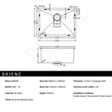 600x450mm Handmade 1.5mm 16 Gauge Stainless Steel Kitchen Laundry Sink with Waste V63-846391