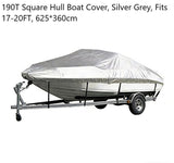 190T Polyester Taffeta Square Hull Boat Cover, Outdoor Weatherproof Boat Protective Cover, Silver V1221-XM-LB3000-GM124
