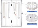 Spinning Tubular Acrylic Jewelry Storage Holder, Rotating Organizer - 24 Hooks for Dressing - Holds V1369-AZ3-W-00512