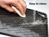 Reversible Cast Iron Griddle Rectangular BBQ Plate 43x24cm Double-Sided Flat Top Griddle Pan and V985-GRILLPRESS