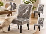 2Pcs Clear Plastic Chairs Cat/Dog Bite Resistant Dining Chairs, Clear Waterproof Chair V1192-AZ-W-17361