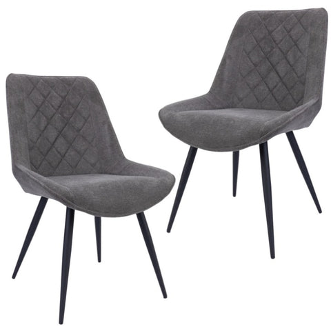 Helenium Dining Chair Set of 2 Fabric Seat with Metal Frame - Graphite V315-VOD-GATS-02-2PC-KIT