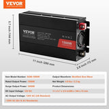 VEVOR Modified Sine Wave Inverter, 1500W, DC 12V to AC 230V Power Inverter with 2 AC Outlets 2 USB V952-XZXNBQ1500WXQCR5AV3