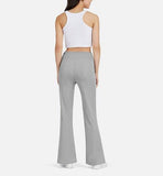 Size XXL Women's High Waisted Flare Yoga Pants with Side Pockets - Grey Stretch Activewear Pants for V888-ELOSUNG57386-5