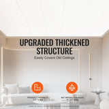 VEVOR Ceiling Tiles 10-Pack 24 x 24 in PVC Foam Fire-Rated Smooth White V952-THBZPVCFPB1010YENV0