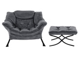 Artiss Armchair Accent Chair Ottoman Lounge Footrest Velvet Grey UPHO-I-ARM01-FS-GY