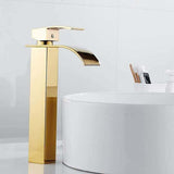 Waterfall Basin Tap, Flat Spout Sink Mixer Tap, Hot and Cold Water Available Bathroom Tap, Modern V1237-ZY-715-040