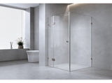 120x110cm Corner Frameless Shower Screen Nickel F-Brackets with SS Hinges for Contemporary V63-941841