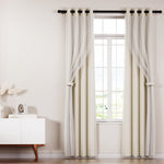 Artiss 2X 132x242cm Blockout Sheer Curtains Beige BC-SR-132X242-BG