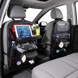 3.15"D x 17.7"W x 25.2"H Universal Premium Leather Foldable Backseat Organizer with Table Tray, V1107-799-14372-GRY-1PACK
