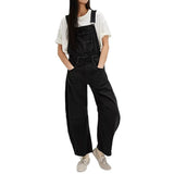 Womens Denim Overalls Loose Fit Leg Adjustable Strap Hip Hop Jean Jumpsuits Black XXL V1370-AZ4-10432
