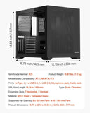 VEVOR Mid-Tower ATX PC Case Dual Chamber Gaming Computer Case No Fan Included V952-DNJXSQZT120MM60AL001V9