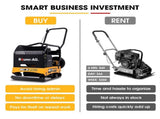 BAUMR-AG 125kg 450x630mm 7HP Plate Compactor, 32kN Vibratory Compaction, Wheel Kit, Protective Paver V219-TOLPLCBM8C5A
