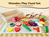 Keezi Kids Wooden Toy Kitchen with 29pc Play Food and Cookware Set PLAY-WOOD-FRIDGE-3IN1