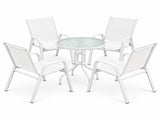 Gardeon 5PC Bistro Set Outdoor Table and Chairs Stackable Patio Furniture White FF-STA-AL80-WH-4CH