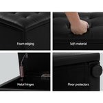 Artiss Storage Ottoman Blanket Box 140cm Leather Black OTM-L140-LEA-BK-AB